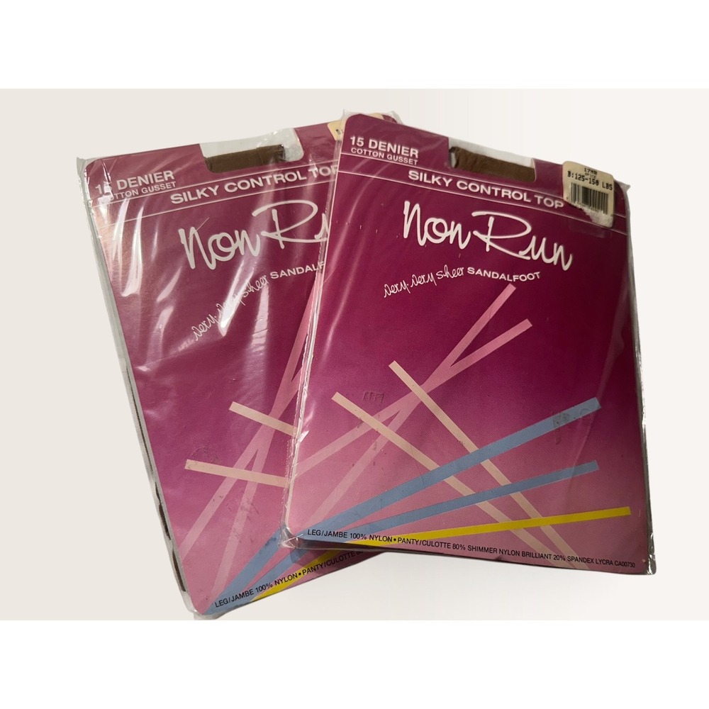 Vintage Non Run Silky Control Top Pantyhose 15 Denier Sandalfoot Spice Size B